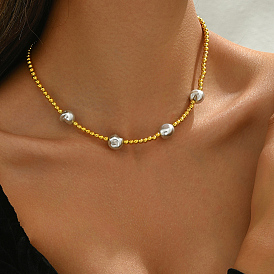 Классические круглые бусины из латуни и ракушек для женщин, идеально подходит для вечеринок и подарков