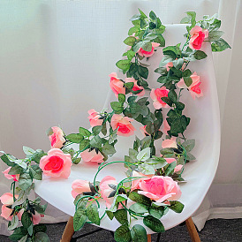 Simulated rose rattan water pipe winding wall hanging vine wedding background wall decoration fake flower ceiling flower vine