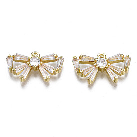 Brass Inlaid Clear Cubic Zirconia Charms, Bowknot