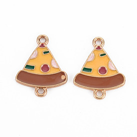 Alloy Links Connectors, with Enamel, Light Gold, Imitation Food, Pizza