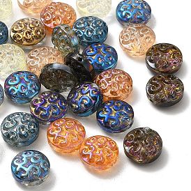Electroplated Glass Beads, Flat Round, 13x7mm, Hole: 1mm