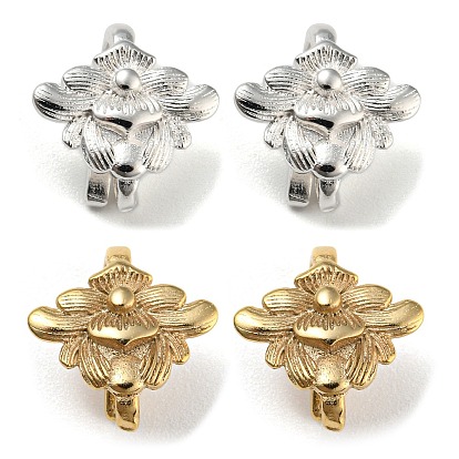 Flower Shape Brass Earring Hooks, Ear Wire with Loops, Cadmium Free & Lead Free, Long-Lasting Plated