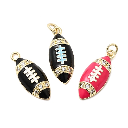 Латунные микро проложить кубического циркония подвески, регби прелести, с эмалью, с целью перехода в кольце