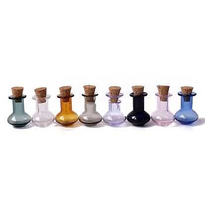 Mini Glass Bottle, with Cork Plug, Wishing Bottle, for Charms Making