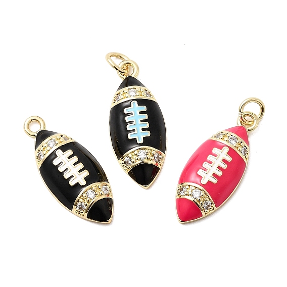 Латунные микро проложить кубического циркония подвески, регби прелести, с эмалью, с целью перехода в кольце