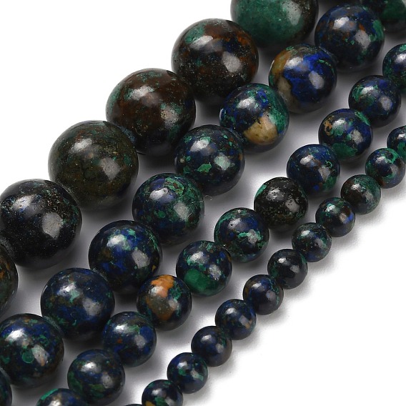 Натуральные нитки из бисера азурита, класса AB, круглые