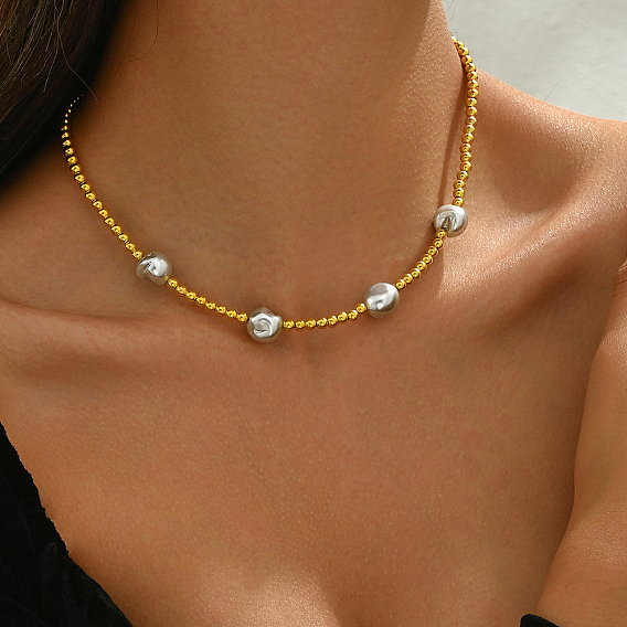 Классические круглые бусины из латуни и ракушек для женщин, идеально подходит для вечеринок и подарков