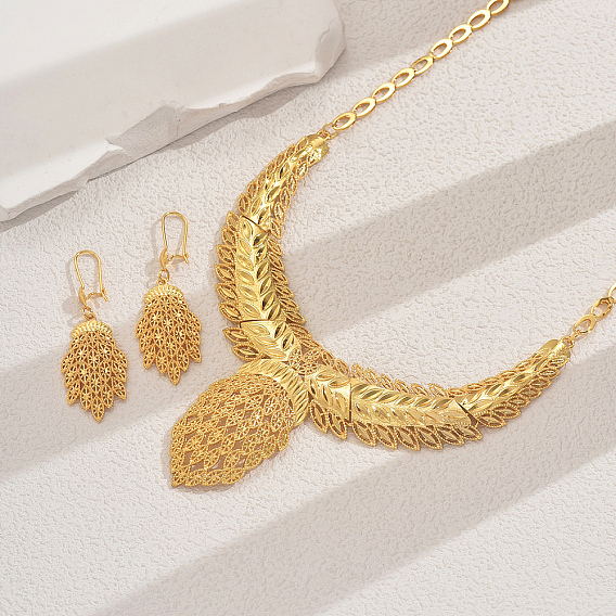 Комплект из ожерелья и серег из сплава с геометрическим узором для женского банкета или свадьбы