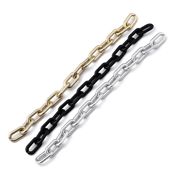 Handmade Spray Painted CCB Plastic Cable Chains, Oval Link Chains, for Handbag Chain Making