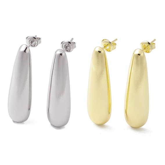 Brass Stud Earrings, Teardrop