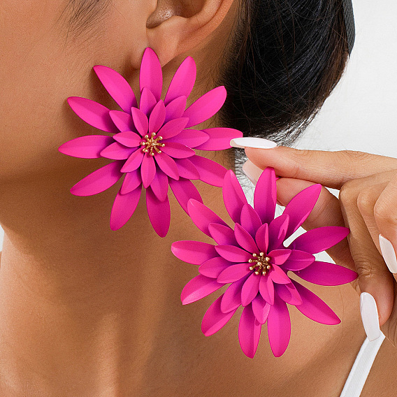 Серьги сплава, цветок, золотые