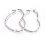 Tarnish Resistant 201 Stainless Steel Hoop Earrings, with 304 Stainless Steel Pin, Heart