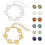 DIY Natural Mixed Stone Charm Bracelet Making Kit, Including Natural Mixed Stone Cabochons, Brass Bracelet Making