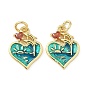 Латунные микро проложить кубического циркония подвески, с эмалью, сердце с дельфином, без свинца и без кадмия, стойки покрытие, долговечный, с целью перехода в кольце