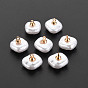 ABS Plastic Imitation Pearl Charms, with Golden Plated Brass Loop and Crystal Rhinestone, Square