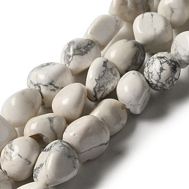 Chapelets de perles howlite naturelles , nuggets, pierre tombée