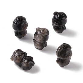 Perles d'obsidienne en argent naturel, ours