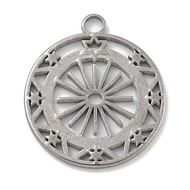 304 подвески из нержавеющей стали, плоский круглый с очарованием солнца и звезд