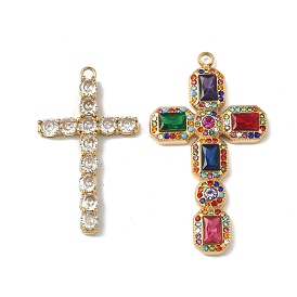 304 Подвески из нержавеющей стали со стразами, ионное покрытие (IP), крестик, реальный 18 k позолоченный
