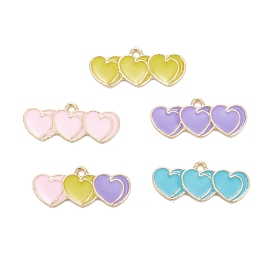 Alloy Enamel Pendants, for Earrings, Light Gold, Heart