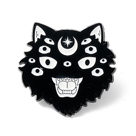 Pin esmaltado de gato con luna creciente, broche de aleación de halloween para ropa de mochila, gunmetal