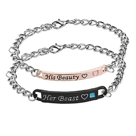 Her Beast His Beauty Fashion Couple Bracelet with Creative Letters - European and American Style