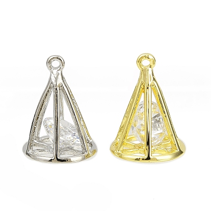 Латунь с подвесками из прозрачного кубического циркония, без кадмия, без никеля и без свинца, долговечный, подвески в форме конуса
