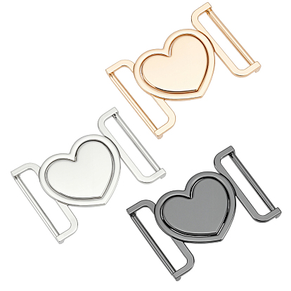 3шт. 3 цвета, зажимы для бикини из сплава в форме сердца, запасная часть застежки бюстгальтера, застежка на нижнее белье