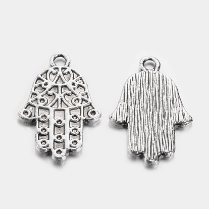 Hamsa рука / рука fatima / рука подвески из сплава miriam, тибетский стиль , без кадмия и без свинца, 25x16x1.5 мм, Отверстие : 2 мм , около 546 шт / 1000 г