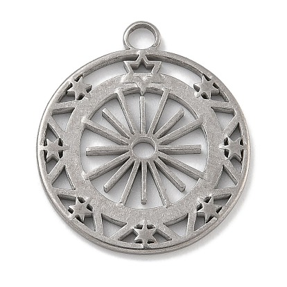 304 подвески из нержавеющей стали, плоский круглый с очарованием солнца и звезд