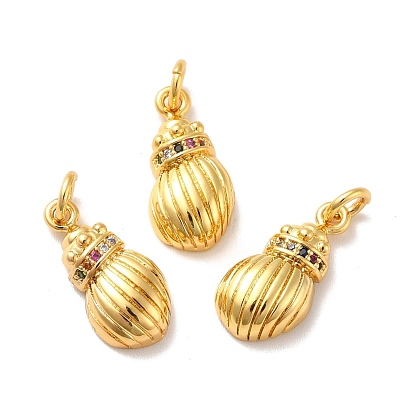 Rack Plating Brass Micro Pave Cubic Zirconia Pendants, with Jump Rings, Long-Lasting Plated, Colorful, Snails
