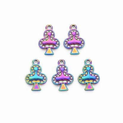 Rack Plating Rainbow Color Alloy Pendantsd, Cadmium Free & Nickel Free & Lead Free, Club