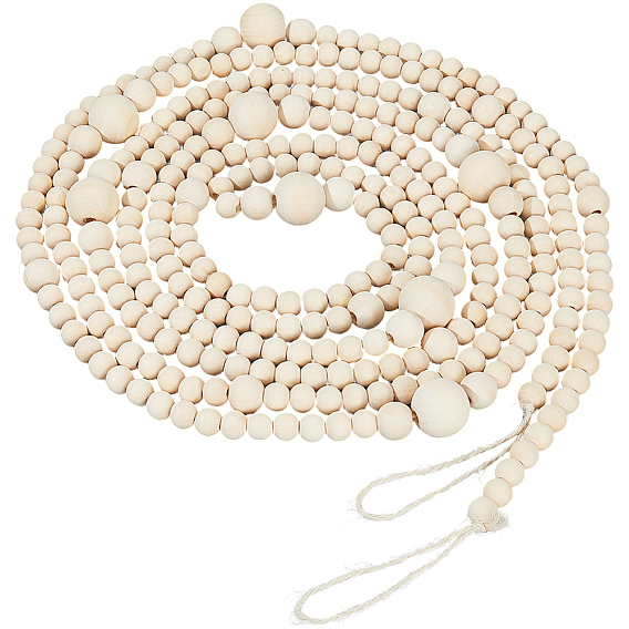 Круглая деревянная гирлянда из бусин для украшения рождественской елки, украшения в стиле бохо для настенного декора дома