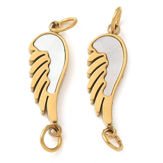 304 подвески-соединители в виде крыльев из нержавеющей стали с натуральным белым покрытием, с прыжковых колец, ручная полировка, ионное покрытие (ip)