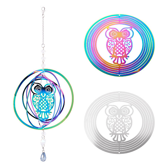 2 шт. 2 цвета 201 соединительные элементы/звенья из нержавеющей стали, кольцо с полой совой, гравированные металлические украшения