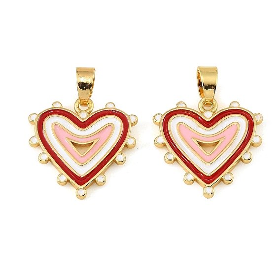 Brass Enamel Pendants, Heart Charms