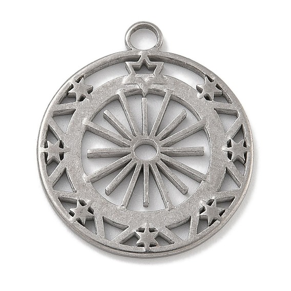 304 подвески из нержавеющей стали, плоский круглый с очарованием солнца и звезд