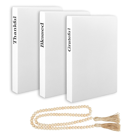 Фальшивая книга МДФ, книга по моделированию и моделированию, Домашняя жизнь книжная полка опора дисплей украшения, с деревянными блочными бусинами