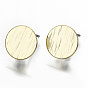 Rack Plating Iron Stud Earring Findings, Cadmium Free & Lead Free, with Steel Pins and Loop, Flat Round