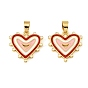 Brass Enamel Pendants, Heart Charms