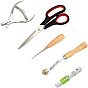 DIY Hole Punch Kit, with Stainless Steel Bead Awls & Scissors, Tape Measure, Iron Tracing Wheel and Hand Held ID Card Slot Hole Punch