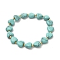 Heart Beads Stretch Bracelet for Girl Women, Natural Rose Quartz & Brass Beads Bracelet, Golden