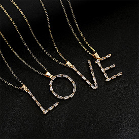 18K Gold Plated Zircon Letter Necklace - Elegant European and American Style