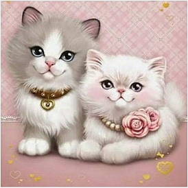 2 Cats Pattern Diamond Painting Kits for Adults Kids, DIY Full Drill Diamond Art Kit, Cartoon Picture Arts and Crafts for Beginners