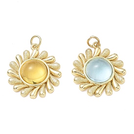 Pendentifs en laiton et résine plaqués sur support, charmes de soleil, sans cadmium et sans plomb, réel 18 k plaqué or