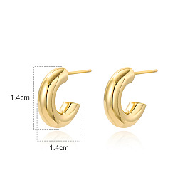 Luxury 18K Gold-Plated C-Shaped Earrings for Fashionable Women