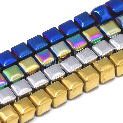 Electroplate Non-magnetic Synthetic Hematite Beads Strands, Faceted Cube
