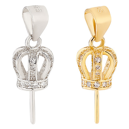 2 шт. 2 цвета 925 подвески из стерлингового серебра с микропаве из кубического циркония, держатели чашки, корона