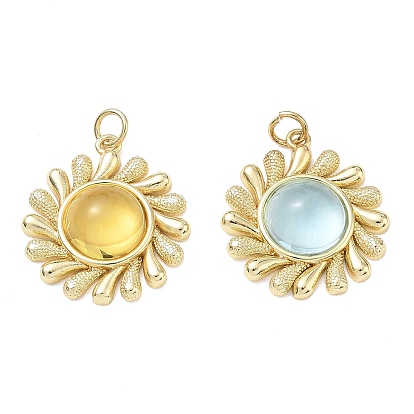 Pendentifs en laiton et résine plaqués sur support, charmes de soleil, sans cadmium et sans plomb, réel 18 k plaqué or