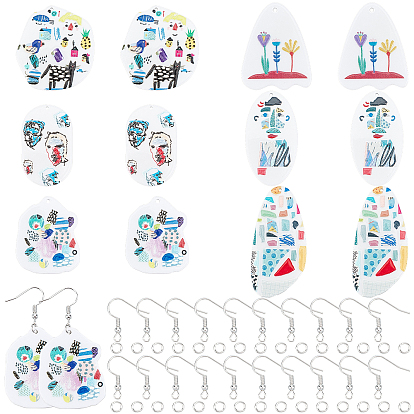 20Kits de fabrication de boucles d'oreilles pendantes DIY, y compris acryliquependentifs, crochets de boucle d'oreille en fer et anneaux de saut